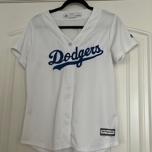 MLB White and Blue Women's Dodgers Jersey
